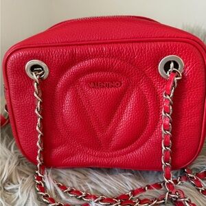 Valentino Vibrant Red Leather Shoulder Bag